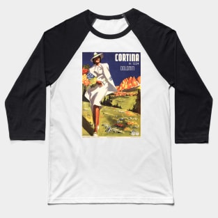 CORTINA DOLOMITI ITALY Mountains Vintage Travel Tourism Poster Advertisement Baseball T-Shirt